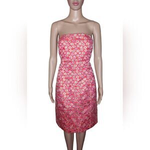 *J. Crew Collection women's pink jacquard wool silk metallic cocktail dress Sz 4
